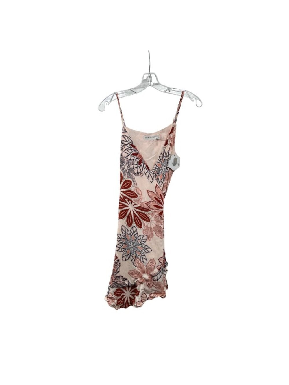 Paper Crane Womens Floral Wrap Dress Sleeveless Coral/Multi Size Small New